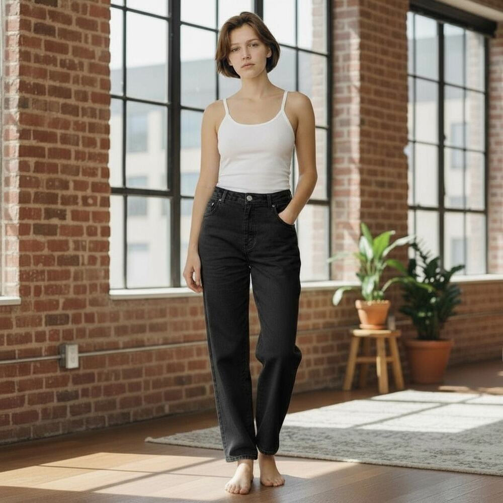NWOT AG Adriano Goldschmied Women's Black High-rise Wide Leg Jeans Size 31